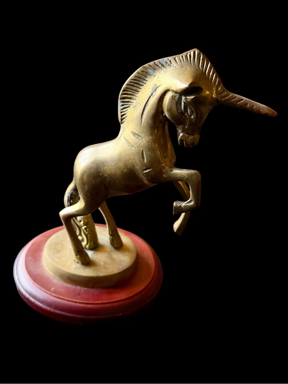 Brass Unicorn Sculpture on Base - Decorative Home Art